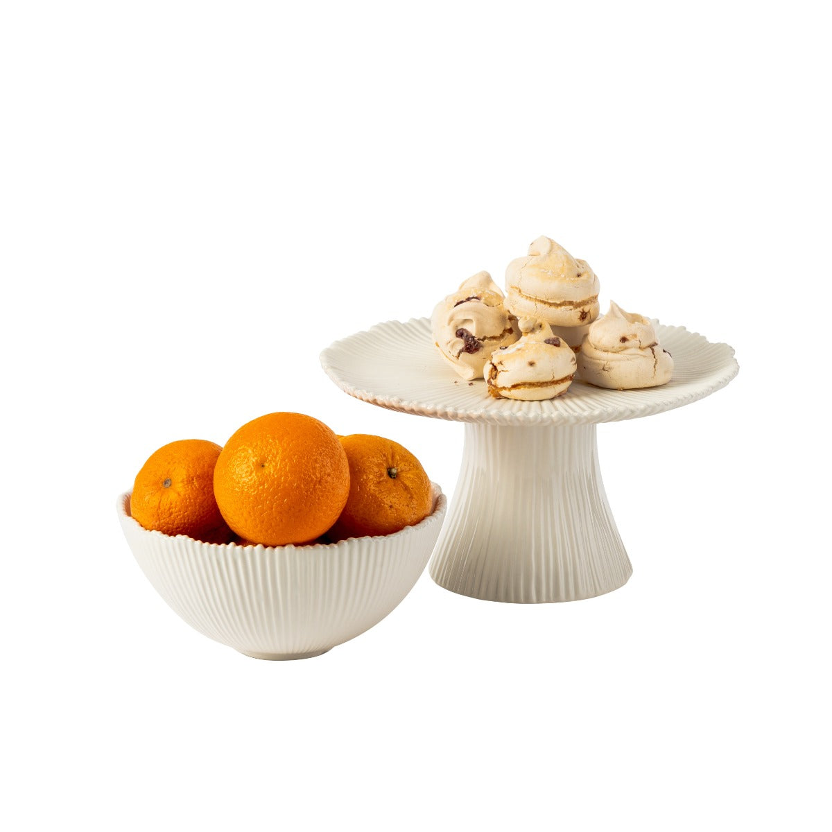 78H - White Ribbed Ceramic Bowl Small 18Cmx9Cm