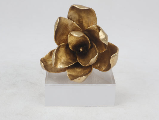 86C Resin Floral W/ Acrylic Base : Gold Magnolia