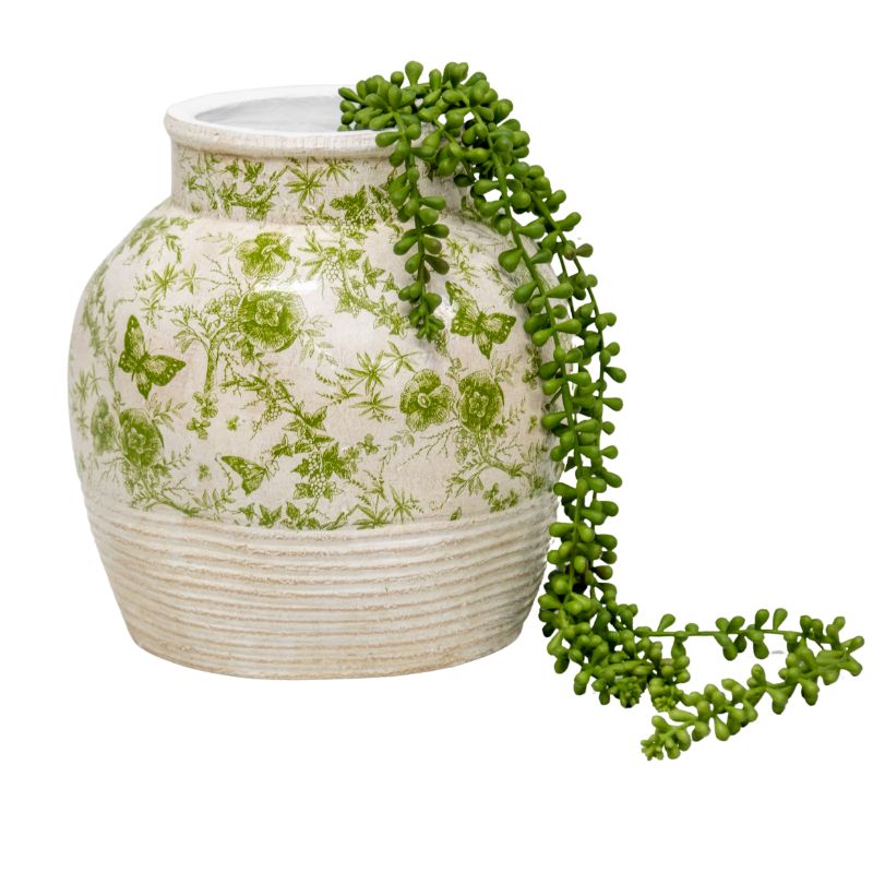 Glazed Green Stoneware - Look Vase 24x24x25cm