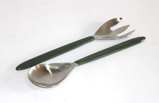 88H Salad Servers W/ Deep Green Enamel
