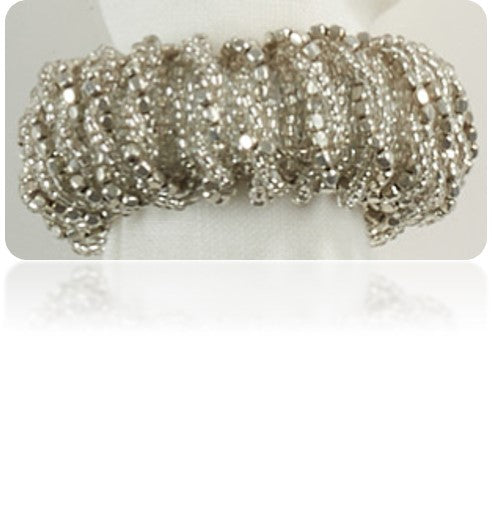 8U Silver Wrap Bead Napkin Rings: Set Of 12