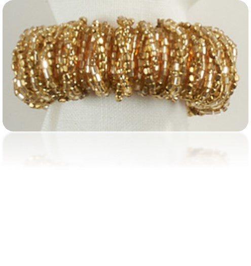 8V Gold Wrap Bead Napkin Rings: Set Of 12