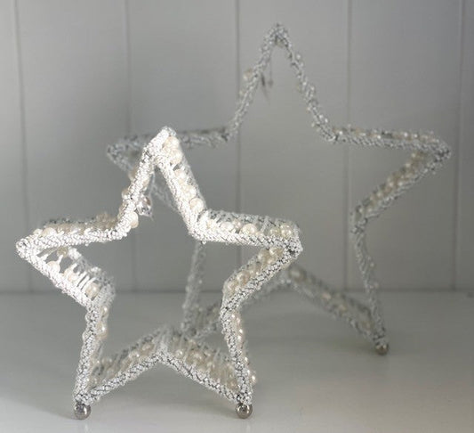 8H - Beaded Standing Star Small White