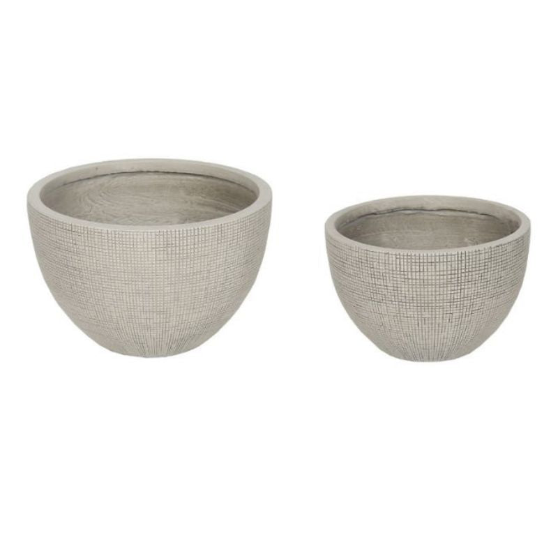 Set/2 Nested Subtle Textured Planter 37x37x24.5/31x31x29cm