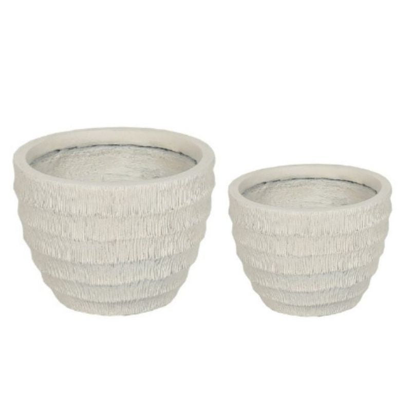 Set/2 Nested Ribbed Textured Planters 28x28x21/22x22x16.5cm
