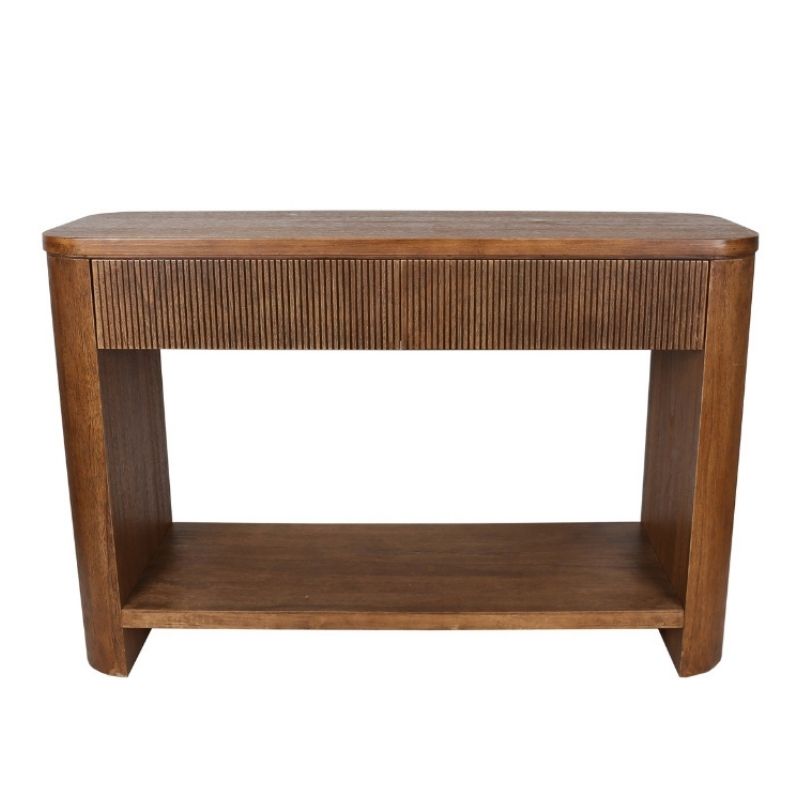 Mid-Century Style Console Table w/2 Drawers + Shelf 122x40x80.5