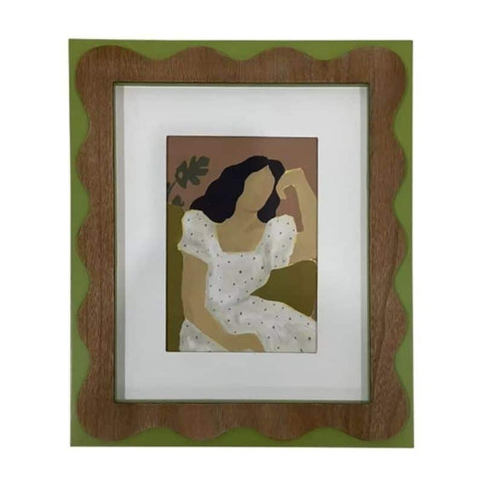 Sitting Lady in White Dress Framed Wall Art 30.5x2.5x36.5cm