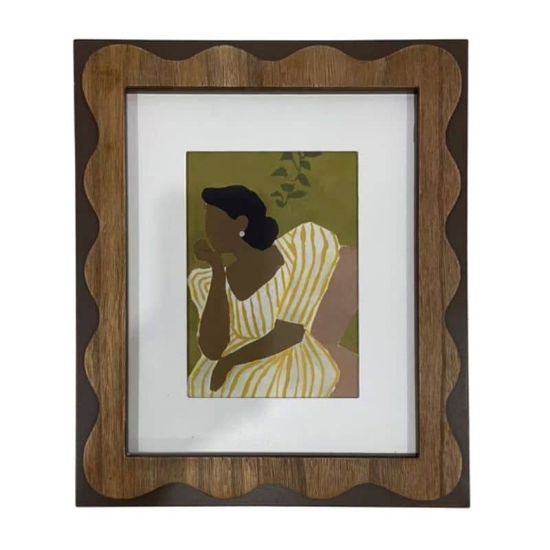 Sitting Lady in Striped Dress Framed Wall Art 30.5x2.5x36.5cm