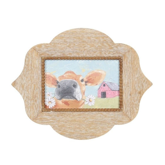 Cow with Daisies Framed Wall Art 30x2x38cm