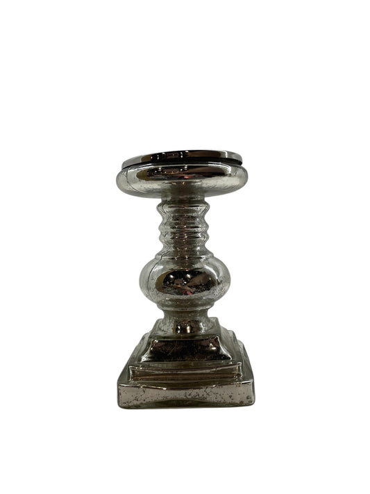 91Ws Pillar Candle Sqr Squat Silver 23X13Cm