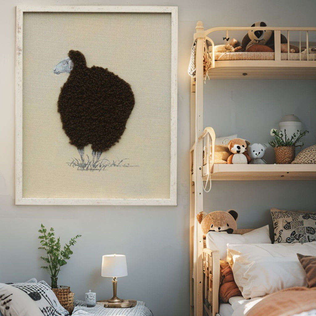 Cuddly Sheep Hand-Made Framed Canvas Wall Art 40x2.5x50cm