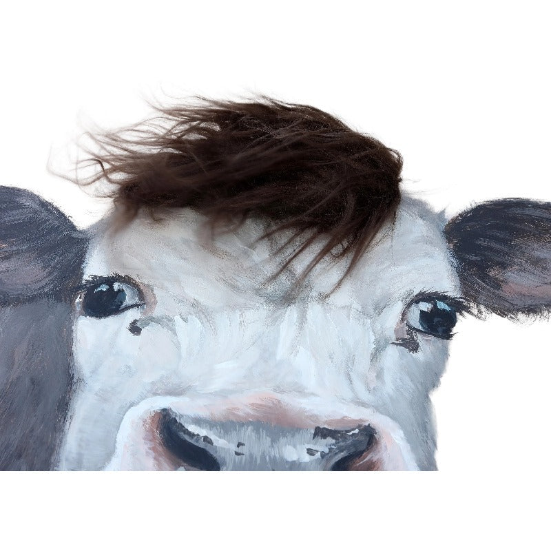 Curious Cow w/Artificial Hair Framed Canvas Wall Art 60x60cm