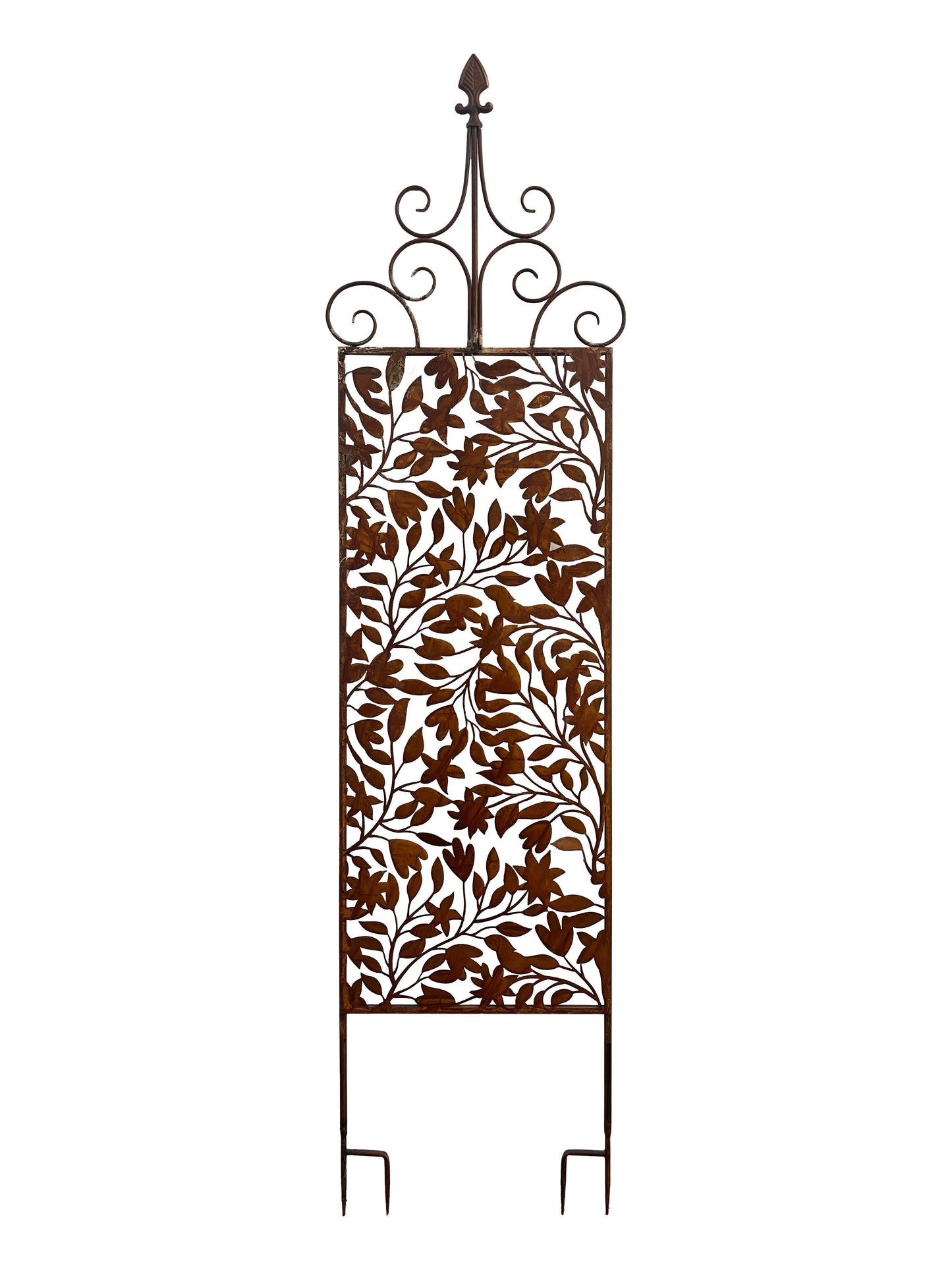 Rust Screen/Wall Art w/Fleur-de-lis+ Removable Stakes 43x1x168cm