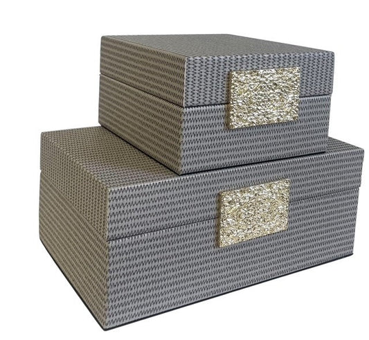 98E Mocha Decor Box W/Gold Latch Small 15X15X8