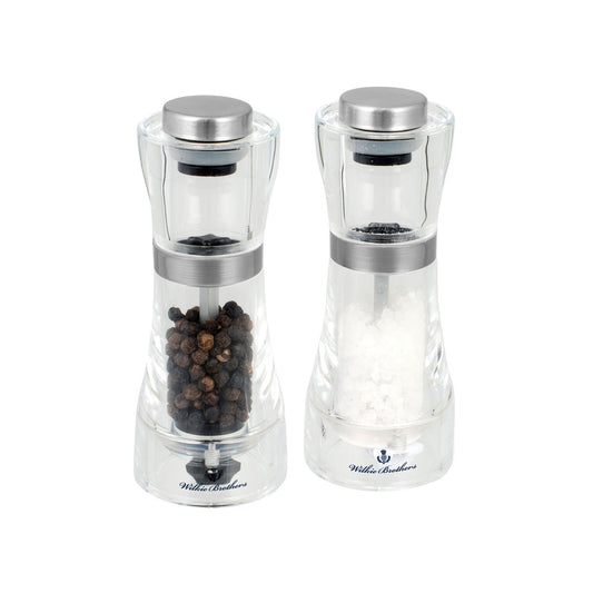 Salt & Pepper Mill Set Acrylic and Stainless Steel - 13cm