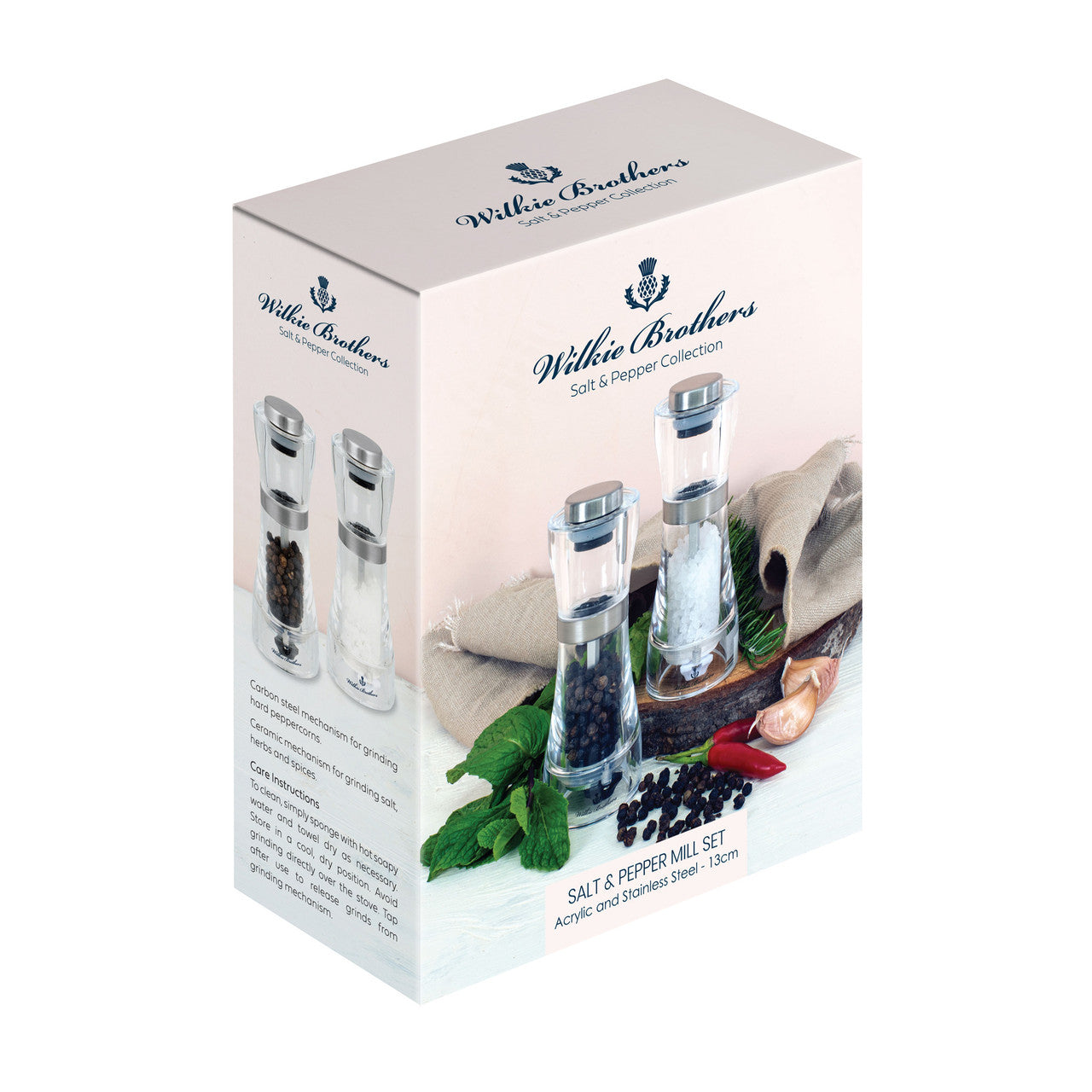 Salt & Pepper Mill Set Acrylic and Stainless Steel - 13cm