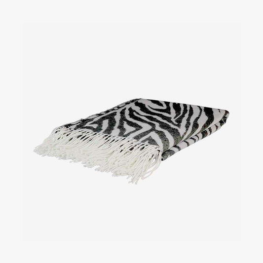 Zebra Charcoal Jacquard Throw