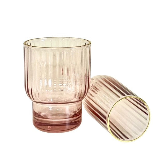 9E - Pink/Gold Rim Rib Tumbler Acrylic