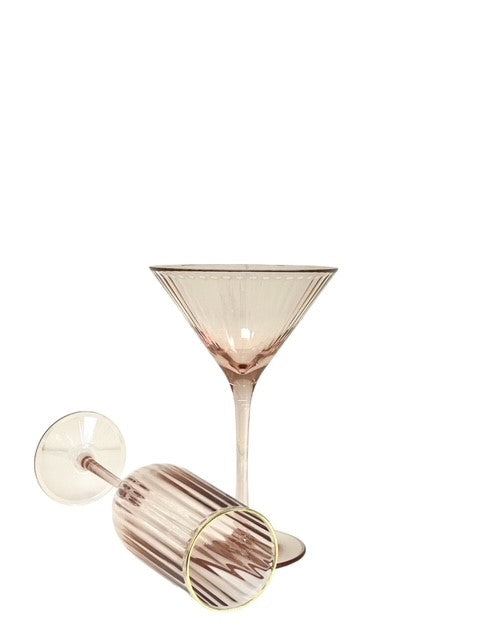 9G - Pink/Gold Rim Rib Cocktail/Martini Acryl