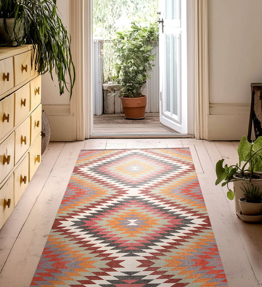 Kilim Colorful Vinyl Rug Lifestyle