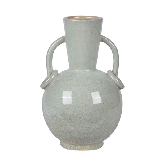 MYUNA VASE WITH CERAMIC LOOP HANDLE - LGE - MINT GREEN