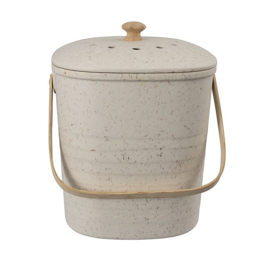 Compost Bin - 8 Litres -Bamboo Fibre - Square/Rounded  - White/Cream