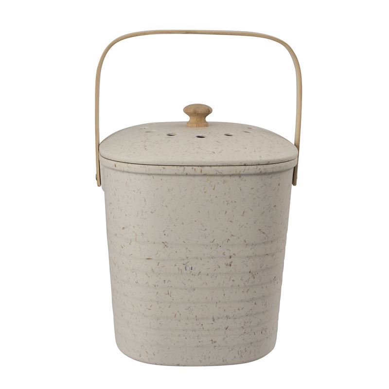 Compost Bin - 8 Litres -Bamboo Fibre - Square/Rounded - White/Cream