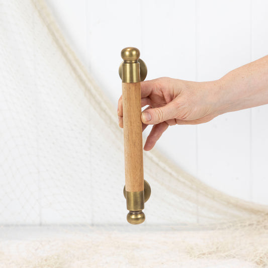 Wooden/Brass Door Handle 25Cm #0405