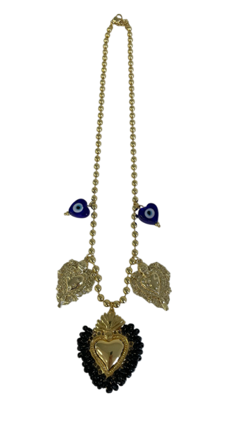Jbhey Black Hearts Necklace Evil Eye