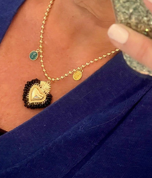 Jbhnr Black Heart Necklace Medallions