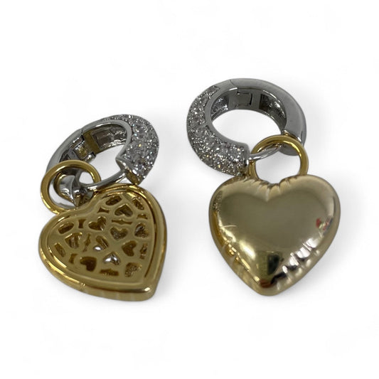 Jchgh Crystal Hoop Gold Heart Earrings
