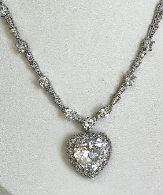 Jcnhc Crystal Necklace Heart Clear Crystal