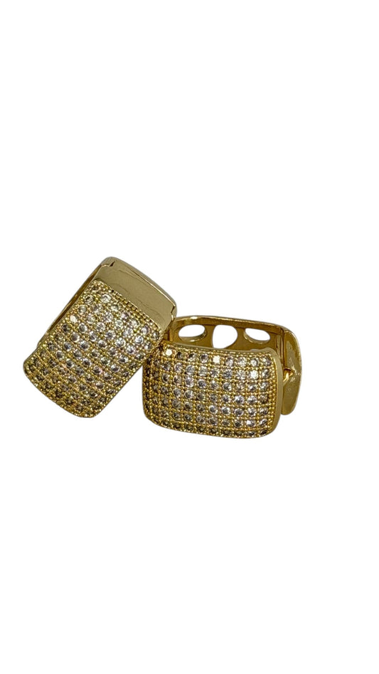 Jgcc Gold Pave Crystal Cuff Earings 1.8Cm
