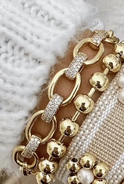 Jglcb Gold Link Crystal Bracelet