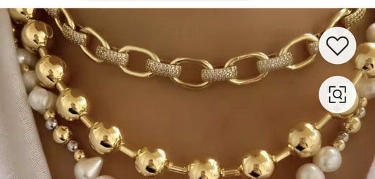 Jglcn Gold Link Crystal Necklace