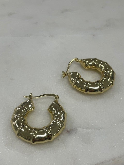 Jgrbh Gold Round Bamboo Hoops 3Cm