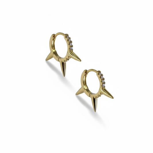 Jgre Gold Hoop Rockstud Earrings 1.5Cm