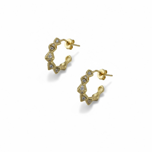 Jgae Gold Apex Crystal Earings 2Cm