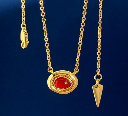 Jgrn Gold Ruby Oval Necklace