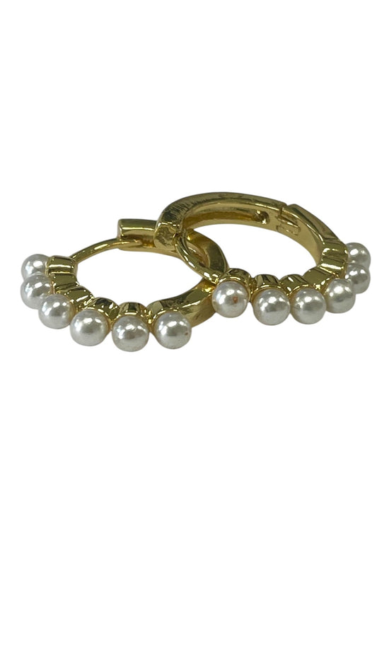 Jp6Pe Small Pearl Hoop Earrings W/6 Pearls 1.5Cm