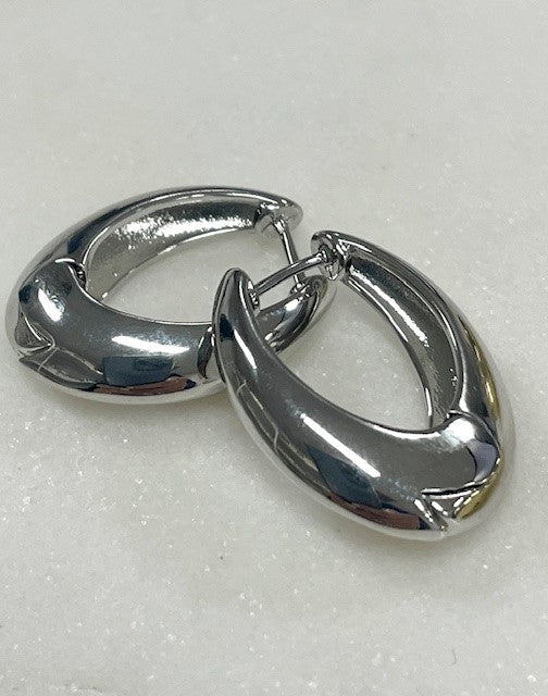 Jscc Silver 2Cm Chunky Crescent Earrings