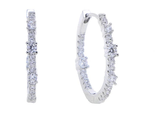 Jsch Silver Crystal Hoop Earings 22Mm