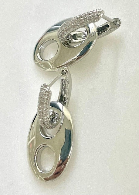 Jscpc Silver Crystal Paperclip Earrings