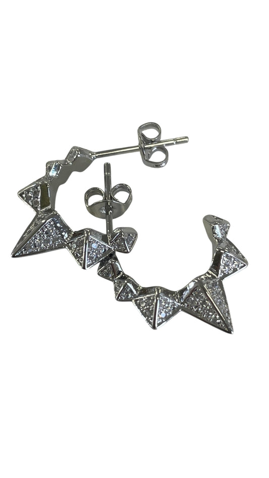 Jsae Silver Apex Crystal Earrings 2Cm