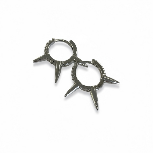 Jsre Silver Hoop Rockstud Earring 1.5Cm