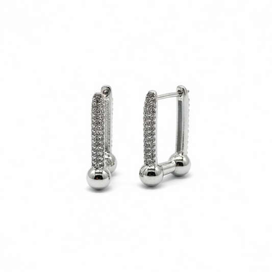 Jssb Silver Crystal Hang Earrings