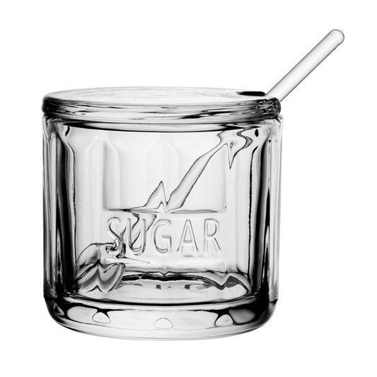 SUGAR JAR W/SPOON - GLASS