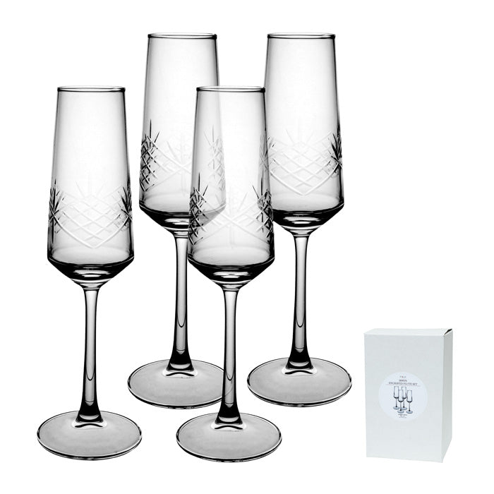 IRWIN ENGRAVED STRBRST FLUTE SET4