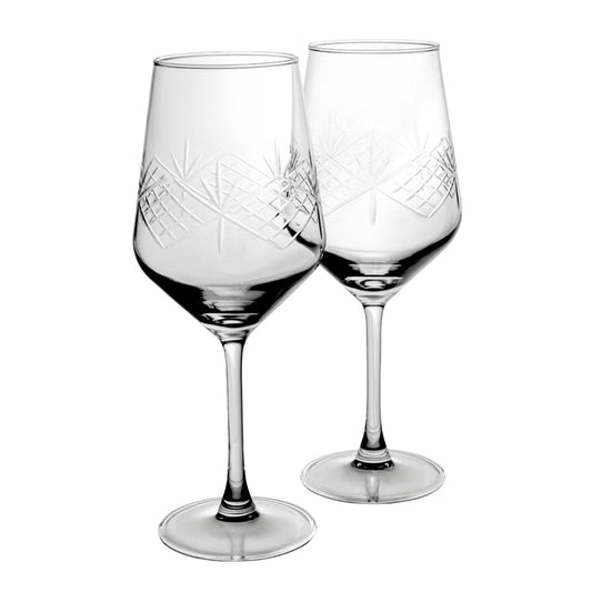 IRWIN ENGRAVED STRBRST WINE GLASS SET4