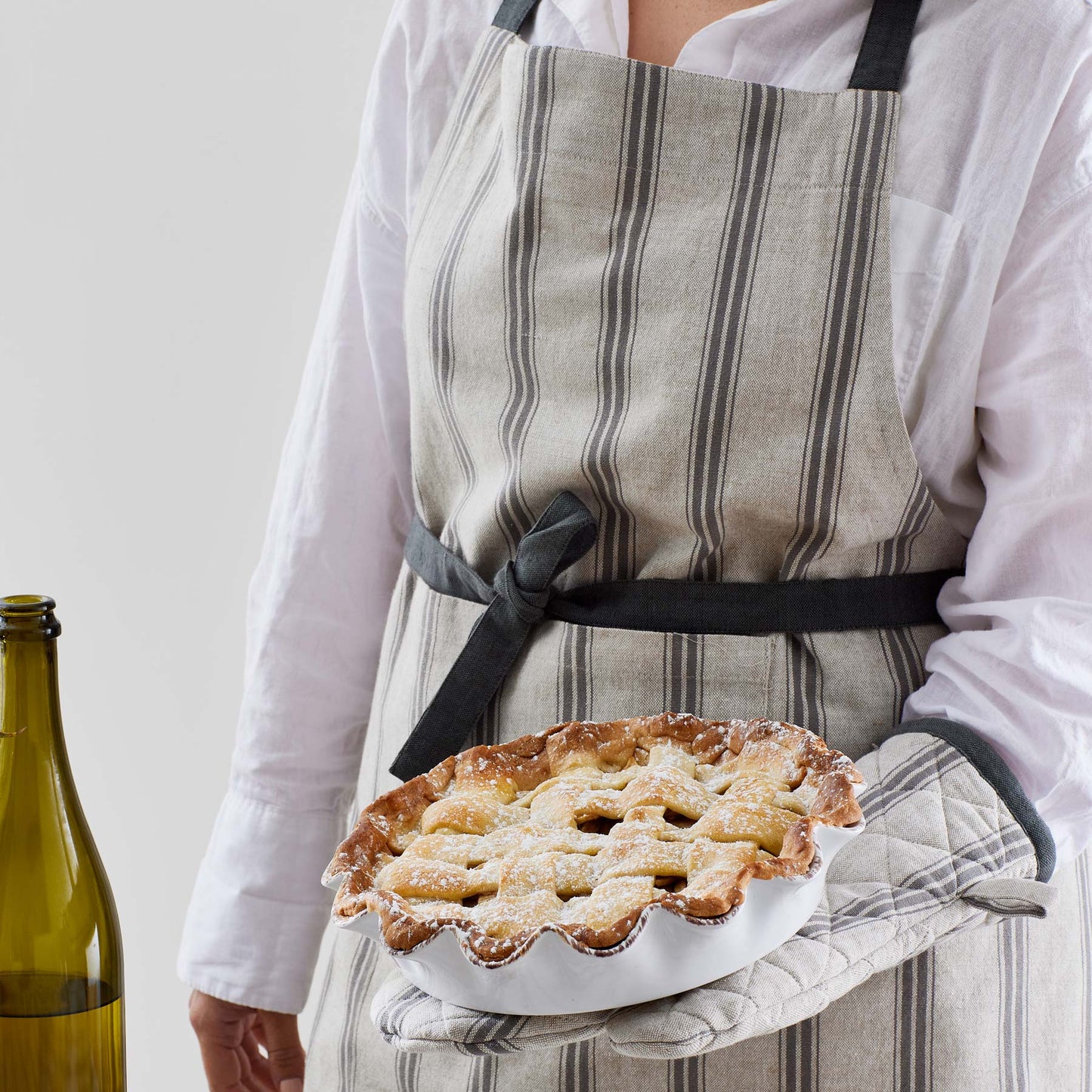 Macedon Charcoal Stripe Apron + Glove Set